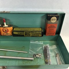 Vintage Challenger Gun Cleaning Case, Sears Oil, Patches, Grease, Bores, Brushes