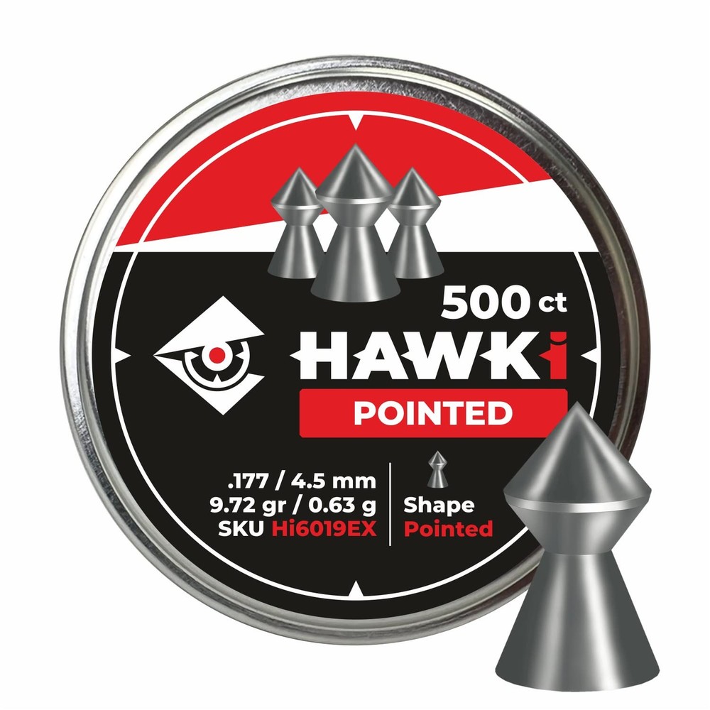 Hawki Airgun Pellets .177cal/4.5mm Caliber (9.72gr/0.63 g) .177, .177 cal.