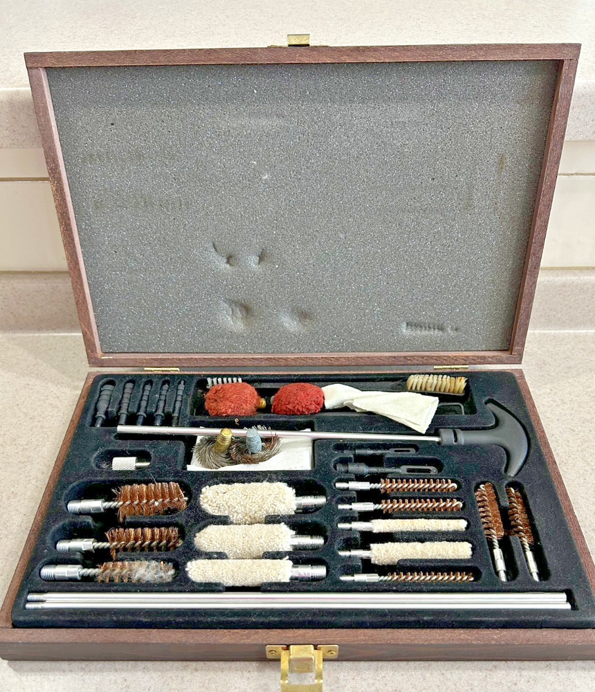 Gun Cleaning Kit in Wooden Box – Estate Sale Find- Used/Unbranded