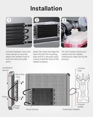 5/16″ Transmission Oil Cooler Tube and Fin Cooler Kit Universal 6 Pass Black