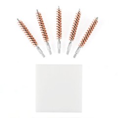 5 X Bronze Bristle Bore Cleaning Brush .338 Caliber 8×32 Thread with 50 Patches