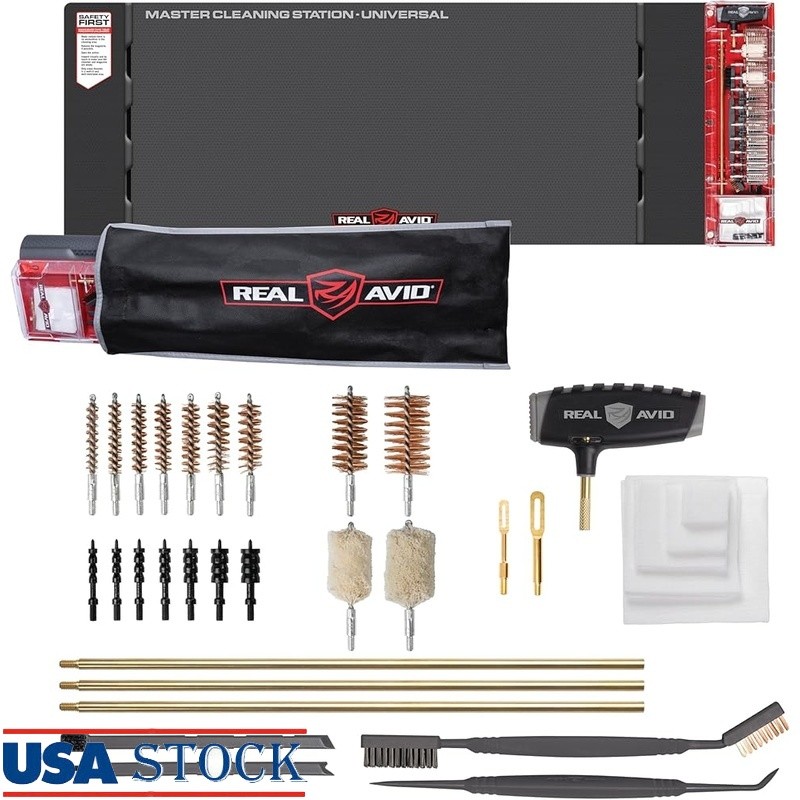 Universal Gun Cleaning Kit W/ Oil Resistant Mat Pistols Rifles Shotguns New