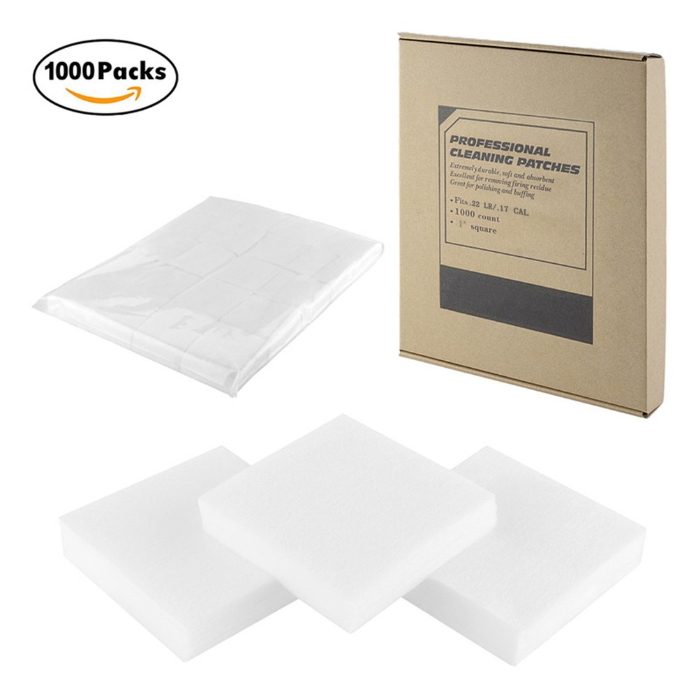 Pack of 1000 1” x 1” Square Thick Gun Cleaning Patches Supplies in Carton Box