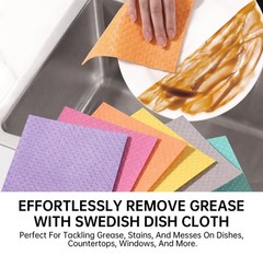 Joymoop Swedish Dishcloths Cellulose Cotton Multicolor 8X7 Inches 36 Count