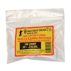 Pro-Shot 100% Cotton Flannel Cleaning Patches .22-.270 Cal 100ct 101