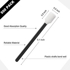 500 Pack 5.1-Inch Foam Tip Cleaning Swabs for Electronics & Optical Equipment