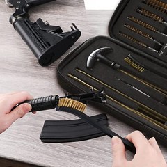 Flissa Gun Cleaning Kit with Solid Brass Rods, Brushes Mops, Jags, Portable Case