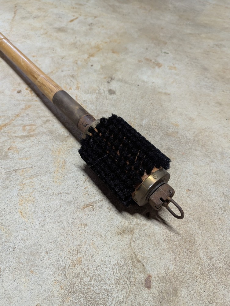 Vintage 3 1/2″ Cannon Bore Brush With Handle Brass Fittings WWII?