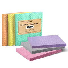 Joymoop Swedish Dishcloths Cellulose Cotton Multicolor 8X7 Inches 36 Count