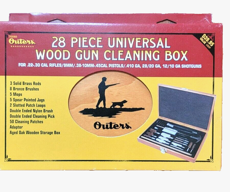 Outers 70082 28 Pc. Professional Universal Wood Gun Cleaning Supplies Box (NIB)