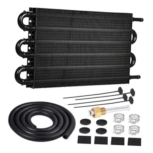 5/16″ Transmission Oil Cooler Tube and Fin Cooler Kit Universal 6 Pass Black