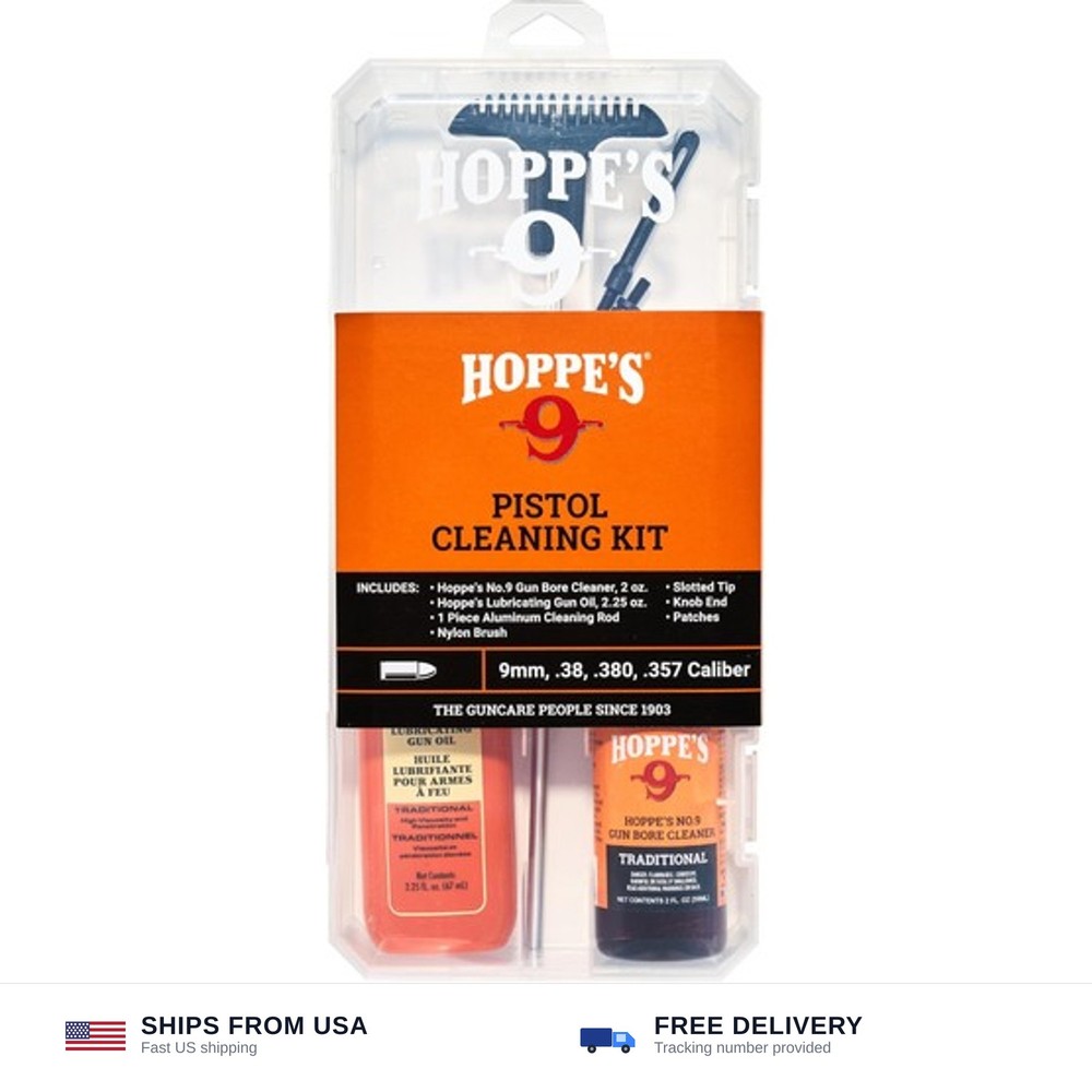 Hoppe’s No. 9 Cleaning Kit with Aluminum Rod, .38/.357 Caliber, 9mm Pistol,or…