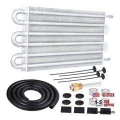 5/16″ Transmission Oil Cooler Tube and Fin Cooler Kit Universal 6 Pass Silver