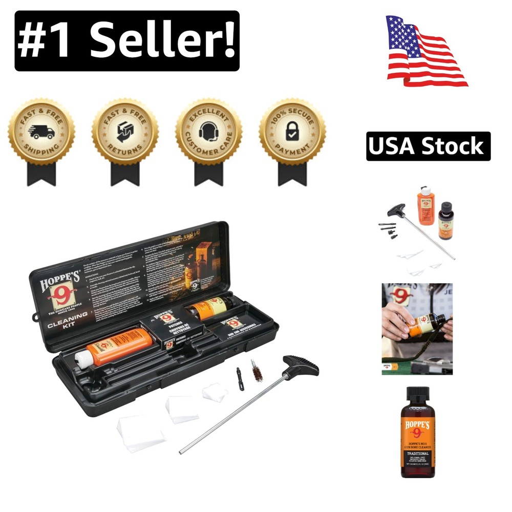 Durable Cleaning Kit for .38/.357 & 9mm Pistols | Rod, Solvent & Brush Included
