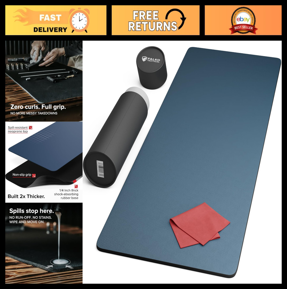Tactical Gun Cleaning Mat – 2X Thicker, Oil & Solvent Resistant, Non-Slip – Hand
