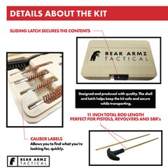 Handgun Cleaning Kit for Pistols Revolver and SBR Calibers .22 38 9mm 357 40 45