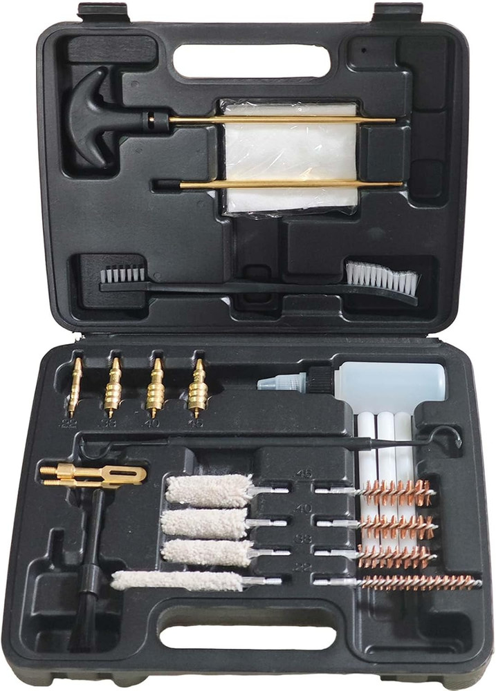 Handgun Cleaning Kit .22 .357 9mm .45 .40 Bronze Brush Cotton Mop Nylon Punch