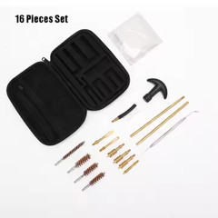 Universal Gun Cleaning Kit 16 Piece Set Bronze Bore Brushes Brass Jags