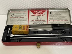 Vtg Outers Gunslick Rifle Cleaning Kit No. 477 .22 Cal In Red Metal Case