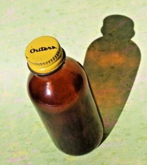 Vintage OUTERS Gun Cleaning Solvent Brown Glass Bottle with Cap