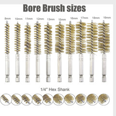 10 Pack Bore Brush for Drill, Brass Bore Brush Drill, Stainless Steel Bore Clean