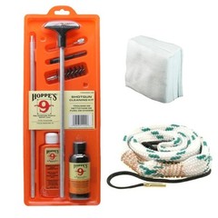 Hoppes Shotgun Bore Cleaning Kit with Cleaner, Oil, Patches, Rod, Brush and Rope