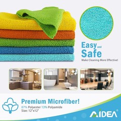 AIDEA Microfiber Cleaning Cloth 100PK Soft Absorbent Rags Towels Car Home