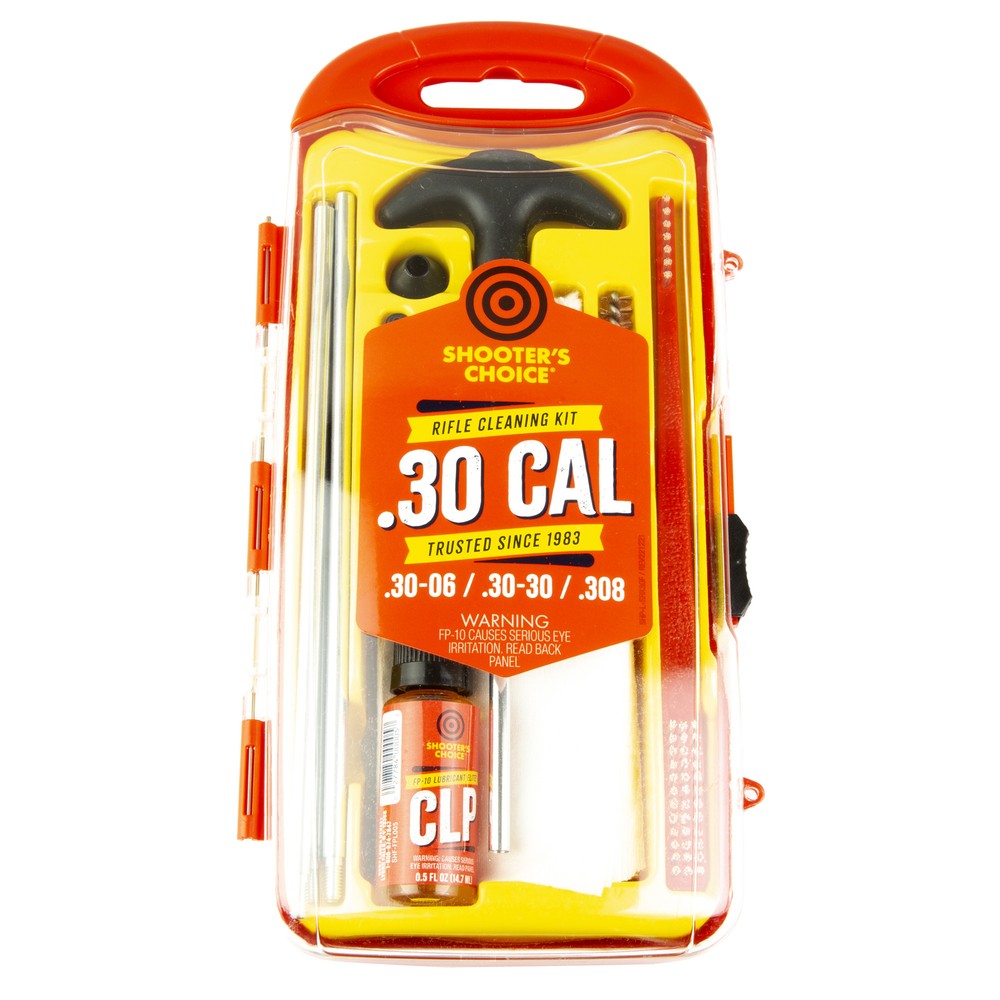 Shooter’s Choice .30 Caliber Rifle Cleaning Kit with Brass Rod/Brushes & Patches