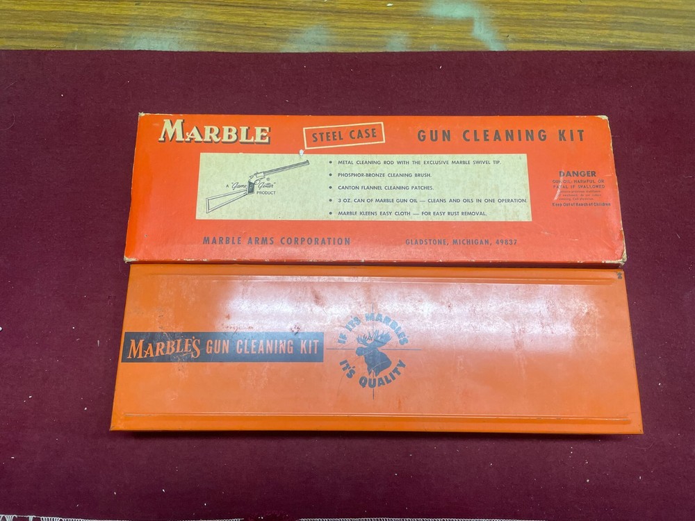 marbles vintage collectible gun cleaning kit steel case 38 cal