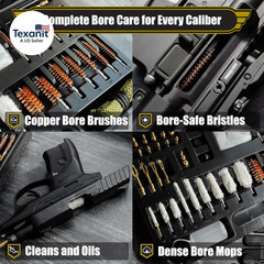 Elite Universal Gun Cleaning Kit for All Guns, Gun Brushes for Pistol Handgun Sh