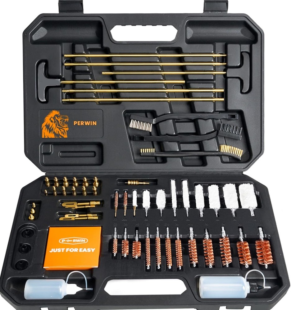 Universal Gun Cleaning Kit for Pistol Rifle Shotgun w/ Brass Rods & Hard Case