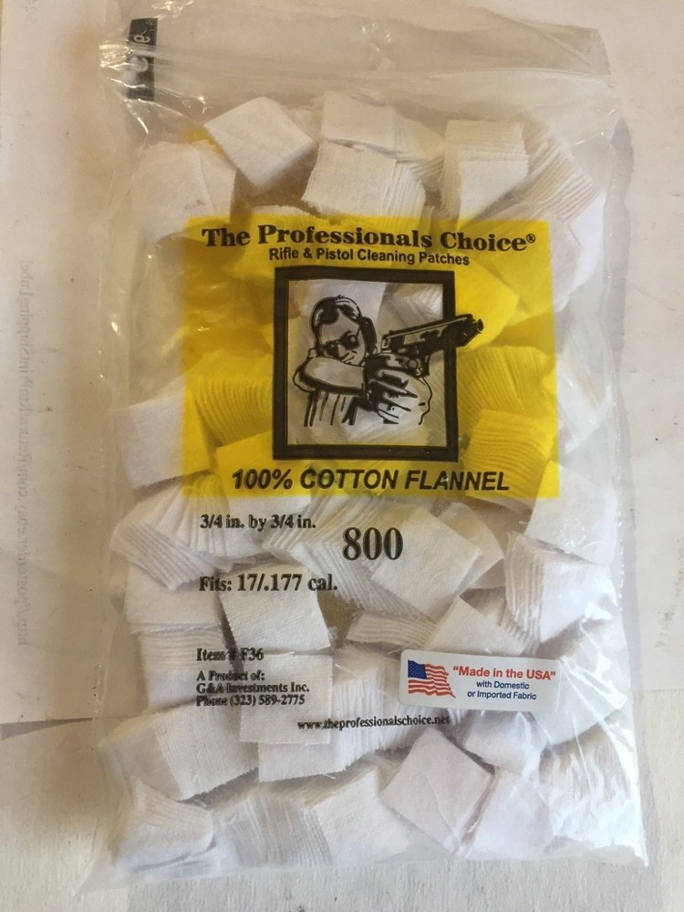 Professional’s Choice Gun Cleaning Patches (800 Pack) Cotton flannel 3/4 x 3/4