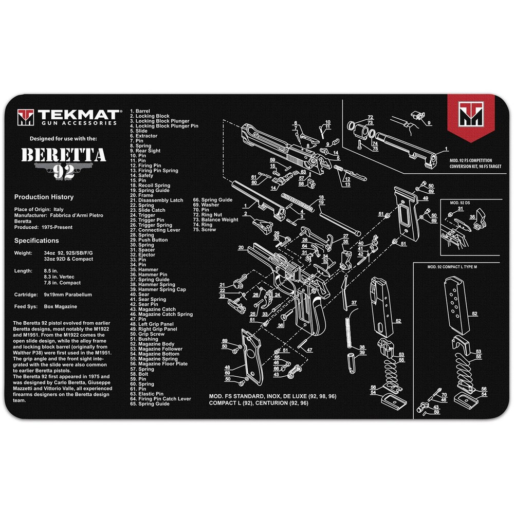 TekMat Original Gun Cleaning Mat – 17″ X 11″ – Beretta 92