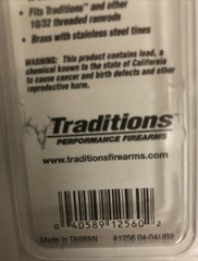 Traditions A1256 Performance Firearm.45/.50/.54 Caliber Patch Puller/Worm Brass