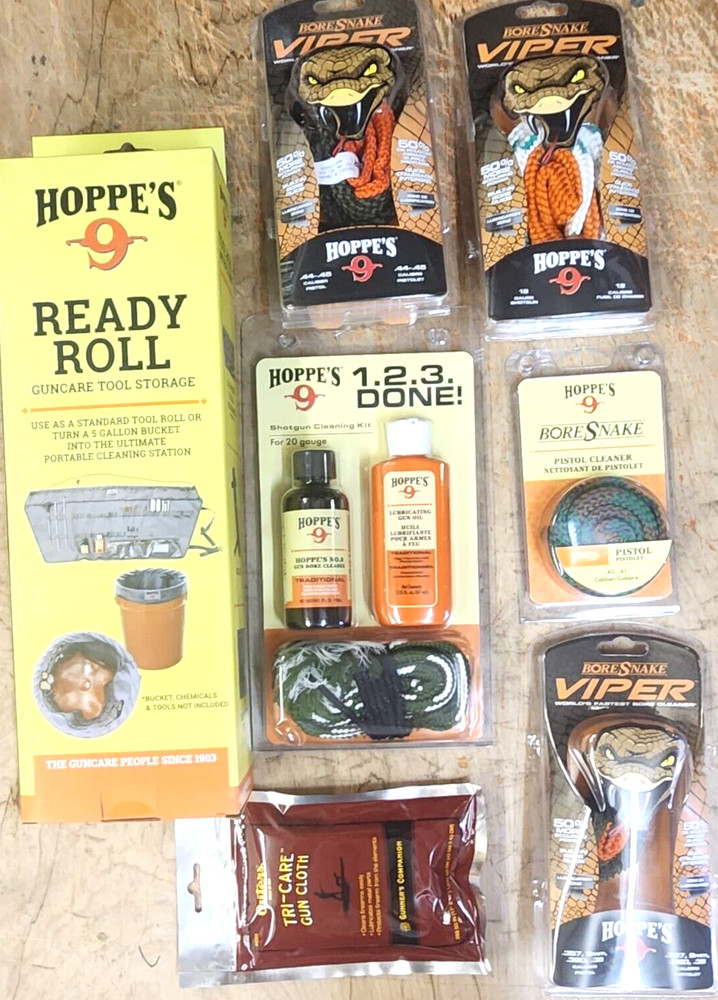 ULTIMATE CLEANING KIT 12 ga 20 ga .22-225 380 9mm 38 357 40 41 44-45 Bore Snake