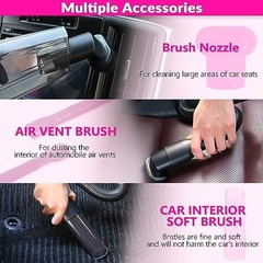 Car Cleaning Kit, Car Vacuum Detailing Kit Interior with High Power Pink