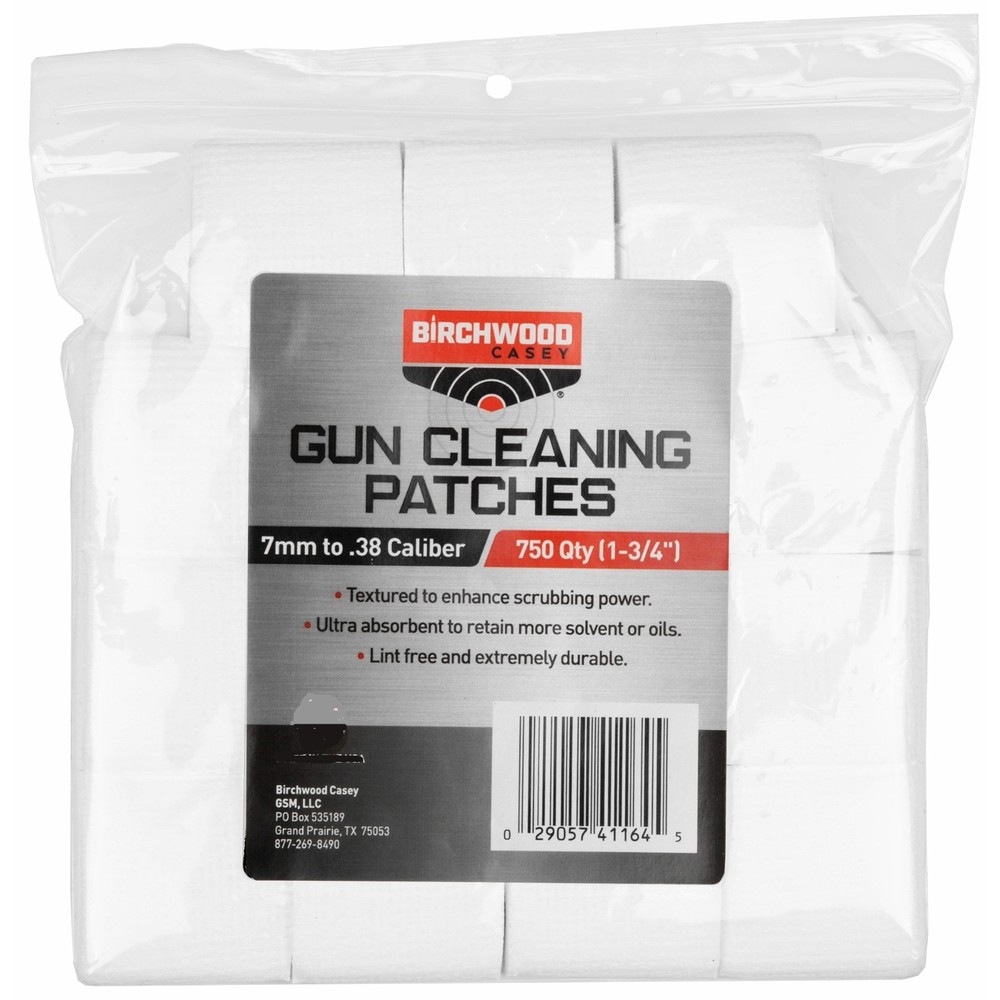Birchwood Casey, Cleaning Patches, 1 3/4″, 7MM-.38 Caliber, 750 Patches- 41164