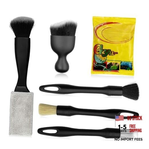 Car Detailing Cleaning Kit, 6PCS Auto Interior Cleaning Tools with Boars Hair