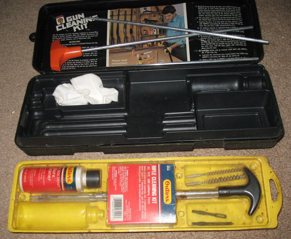 Old Gun Cleaning Kits Include Cleaning Rod Brushes Pads Cleaner