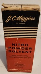 Vintage J.C. HIGGINS NITRO POWDER SOLVENT No. 2119 2 fl oz Full With Box
