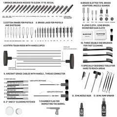 Premium Gun Cleaning Kit with Brass Brushes Rod and Rope for Multiple Calibers