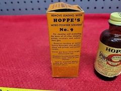 Vintage Hoppe’s No. 9 Gun Cleaning Solvent Bottle Box Glass Bottle