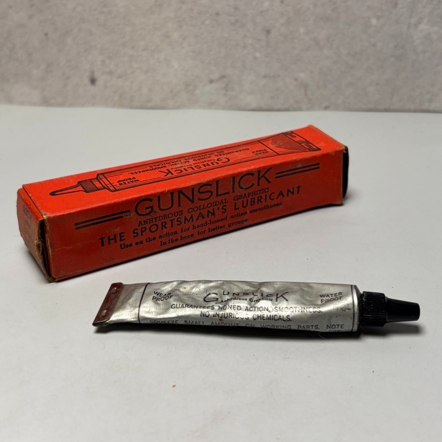 Vtg Gunslick Outers Sportsman’s Lubricant Guns Tube W/ Box Graphite Grease