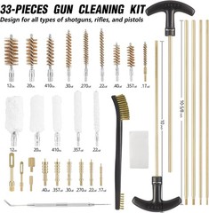 Gun Cleaning Kit with Brass Brushes & Flexible Rods – Easy to Use