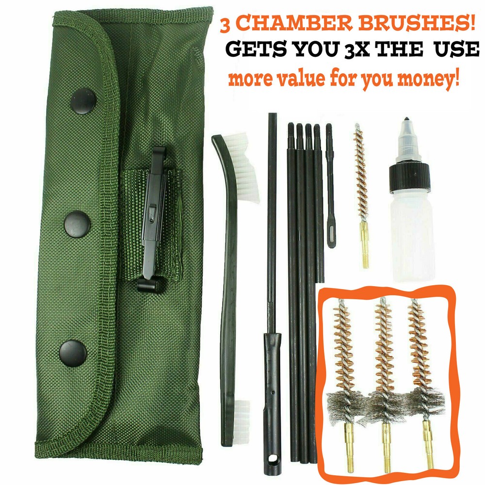 13Pcs .22 22LR .223 556 Rifle Gun Cleaning Kit Nylon Brush Cleaner with Pouch US