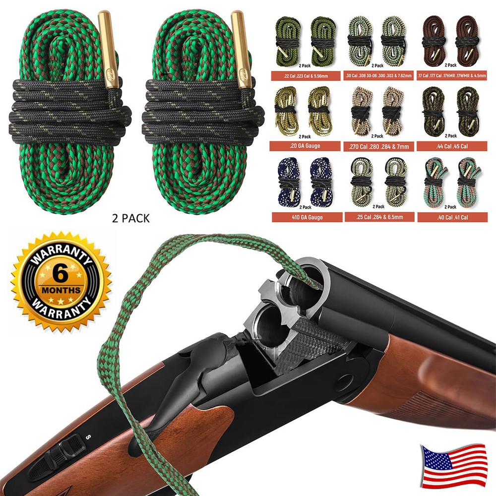 2PCS Reusable Bore Rope Guns Snakes Barrel Cleaners for Guns – Multiple Calibers