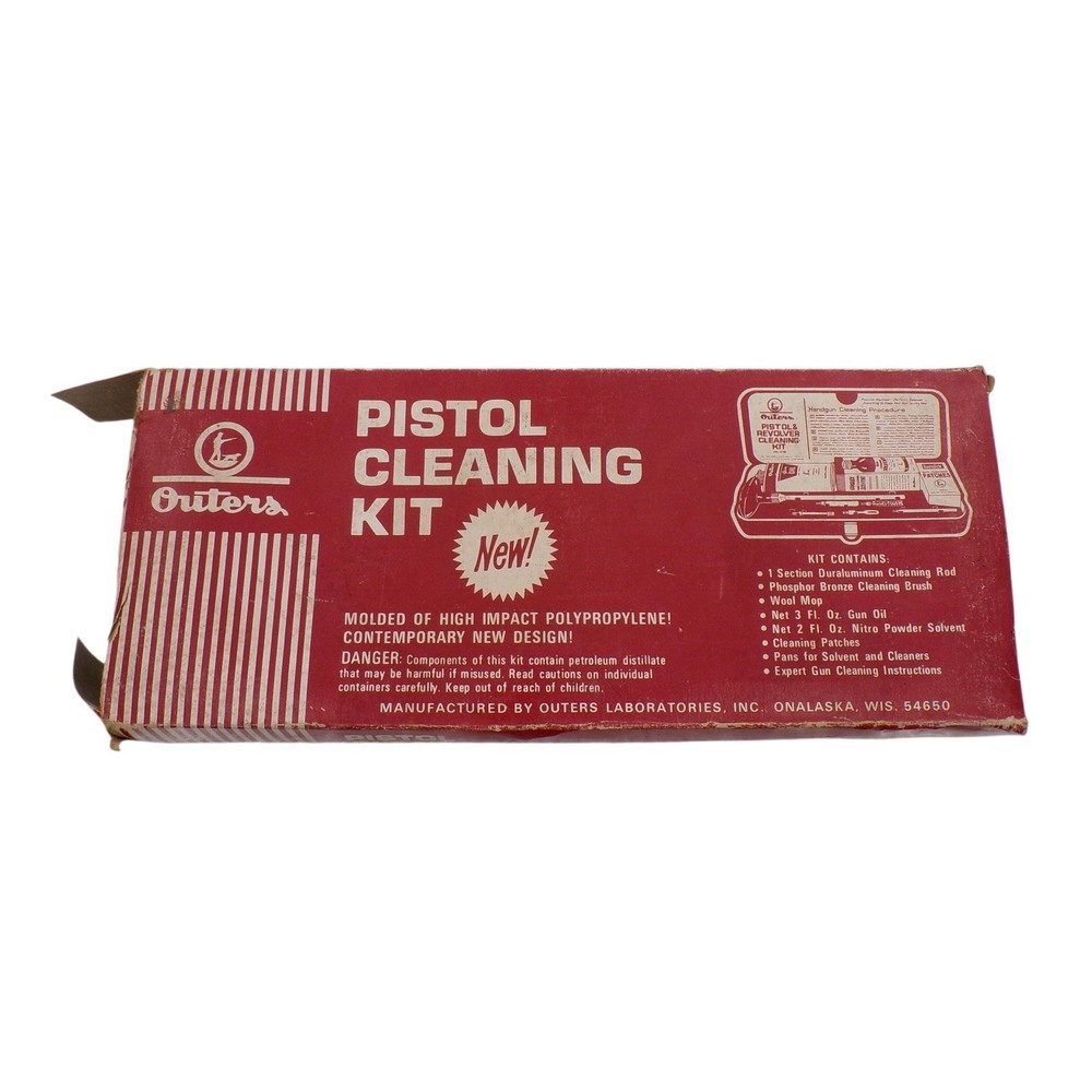 Vintage 1977 Outers Pistol 38 Cal. & Revolver Cleaning Kit with Original Box