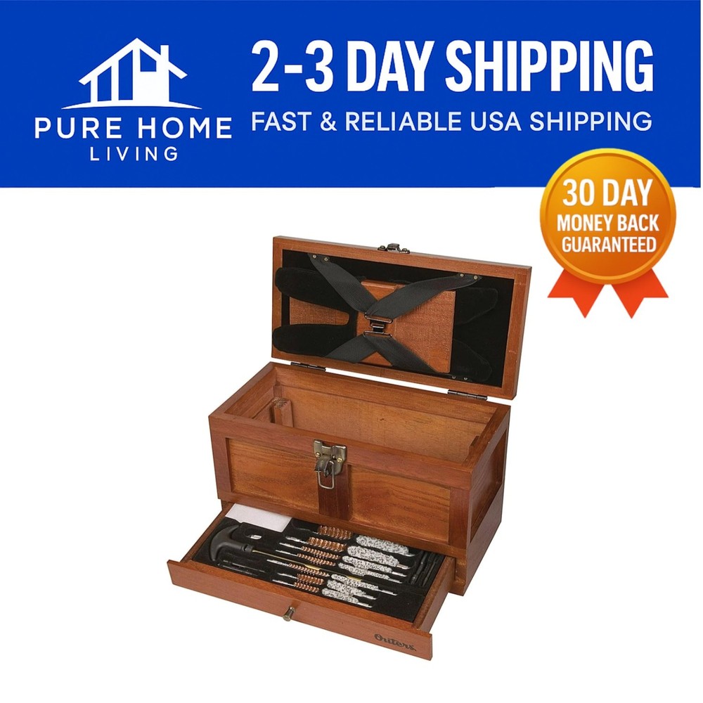 Aged Oak 25-Piece Gun Cleaning Tool Kit – Complete & Organized Solution