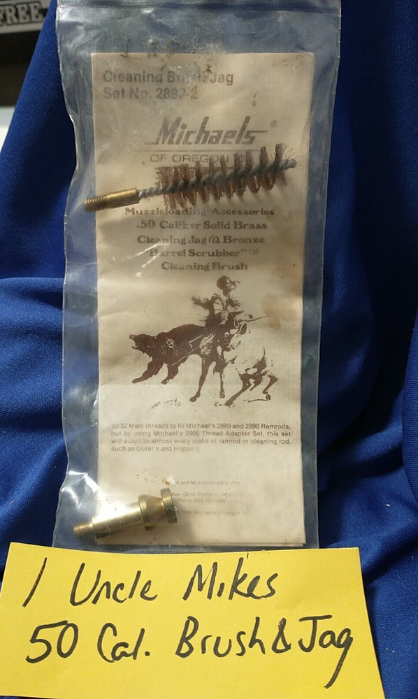 Uncle Mikes Solid Brass .50 Caliber CLEANING JAG & BRUSH #2892-2 BLACK POWDER