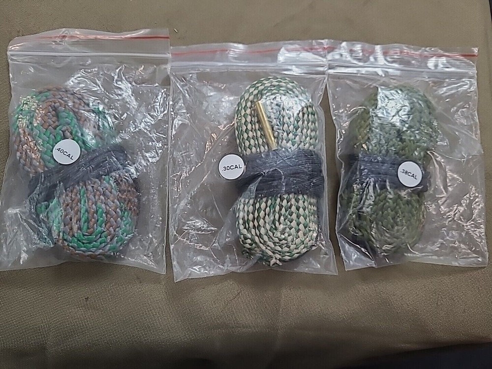 Gun Bore Snake Cleaner 3 PACK-1 EACH OF .30 Cal/7.62mm-.38 Cal-.40/.41 Cal
